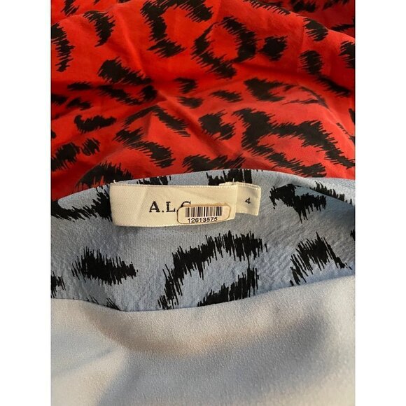 A.L.C. Geller Animal Print Mini Skirt Multicolor Red Blue Black Womens 4 - Picture 9 of 13